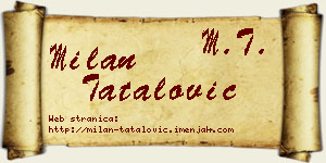 Milan Tatalović vizit kartica
